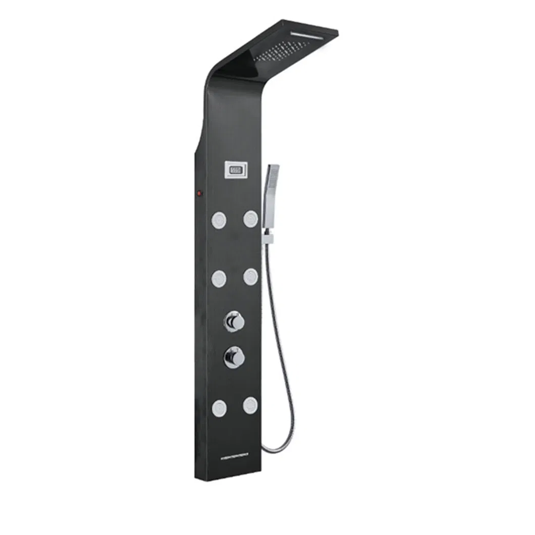 Luxury Stainless Steel Shower Panel with Waterfall and Rain Shower Features