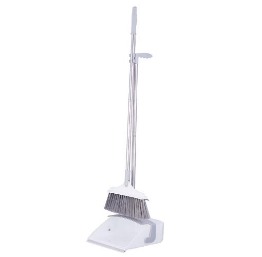 Household Cleaning Folding Dual Comb Teeth Upright Stand up Broom Dustpan Set