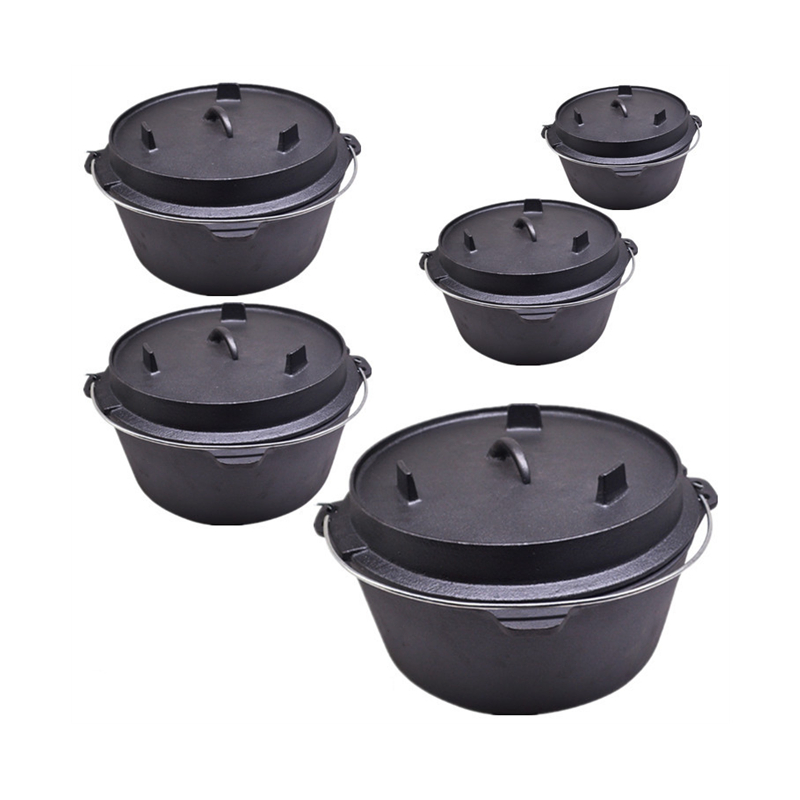 Чугунный кемпинговый котелок Dutch Oven с покрытием