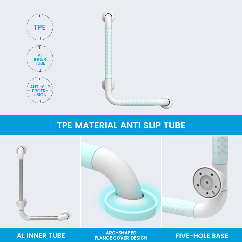 Flush Wall-Mounted Angled Grab Bar - Discreet & Compliant Safety Solution
