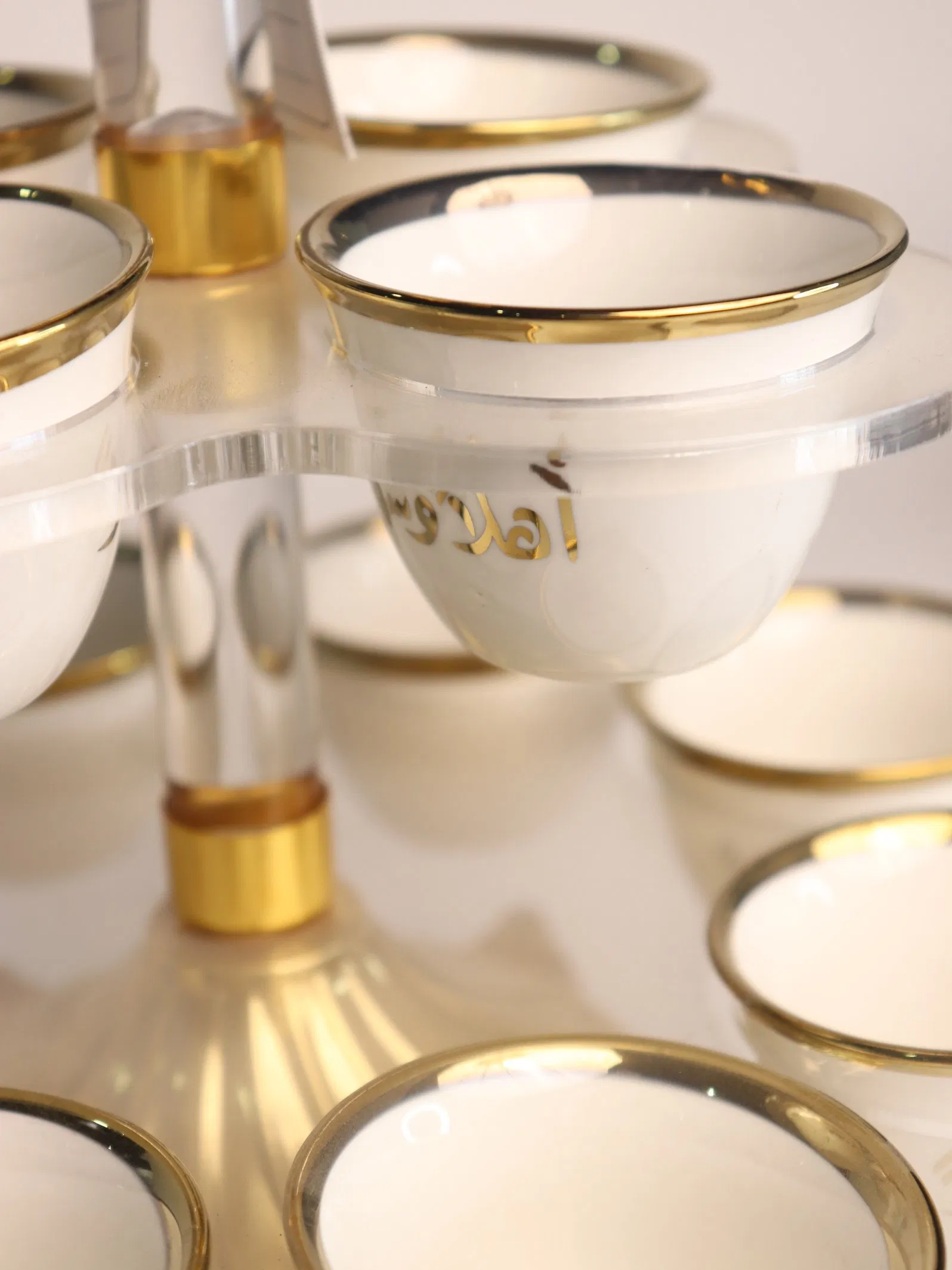 Household Gold-Plated Iron Frame, 12 Ceramic Tea Cup Decoration Set