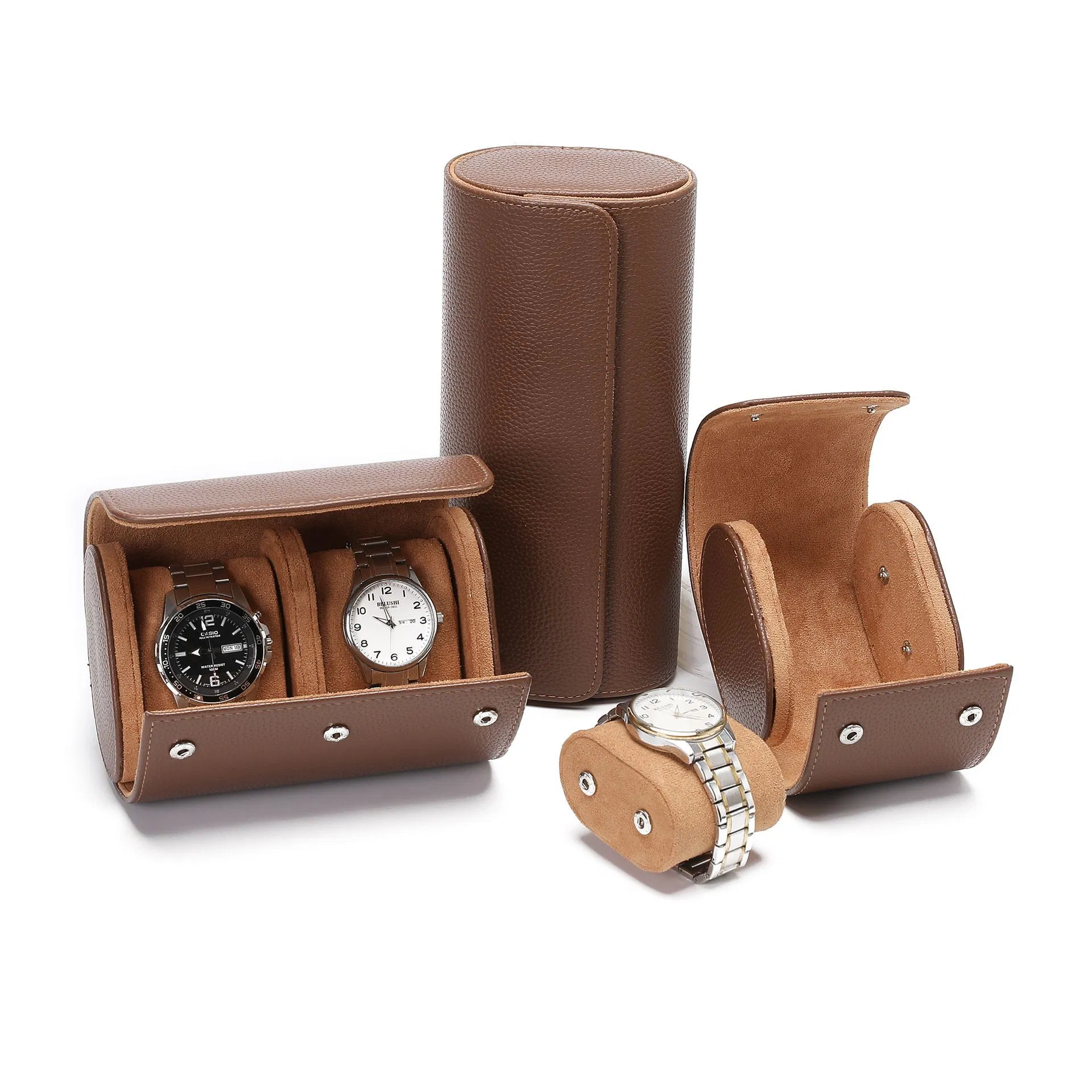 3 Slot Watch Roller Jewelry Custom Logo Watch Box Luxury Watch Leather OEM for Men and Women