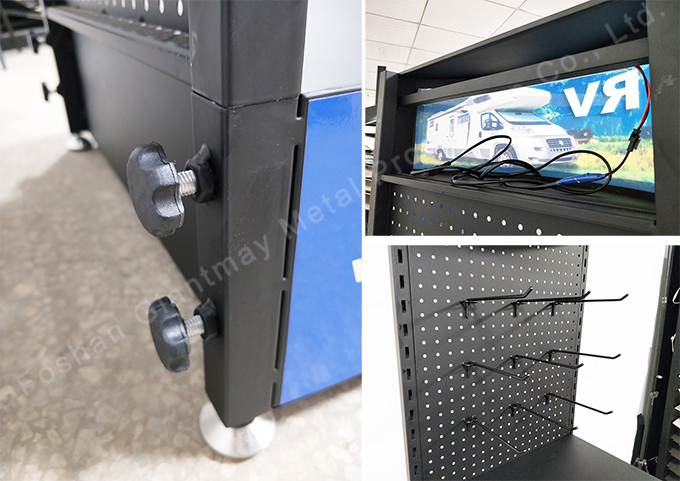 Retail Store Shop Floor Metal Shelving Perforated Pegboard Stand Display Rack Shelves with Hooks