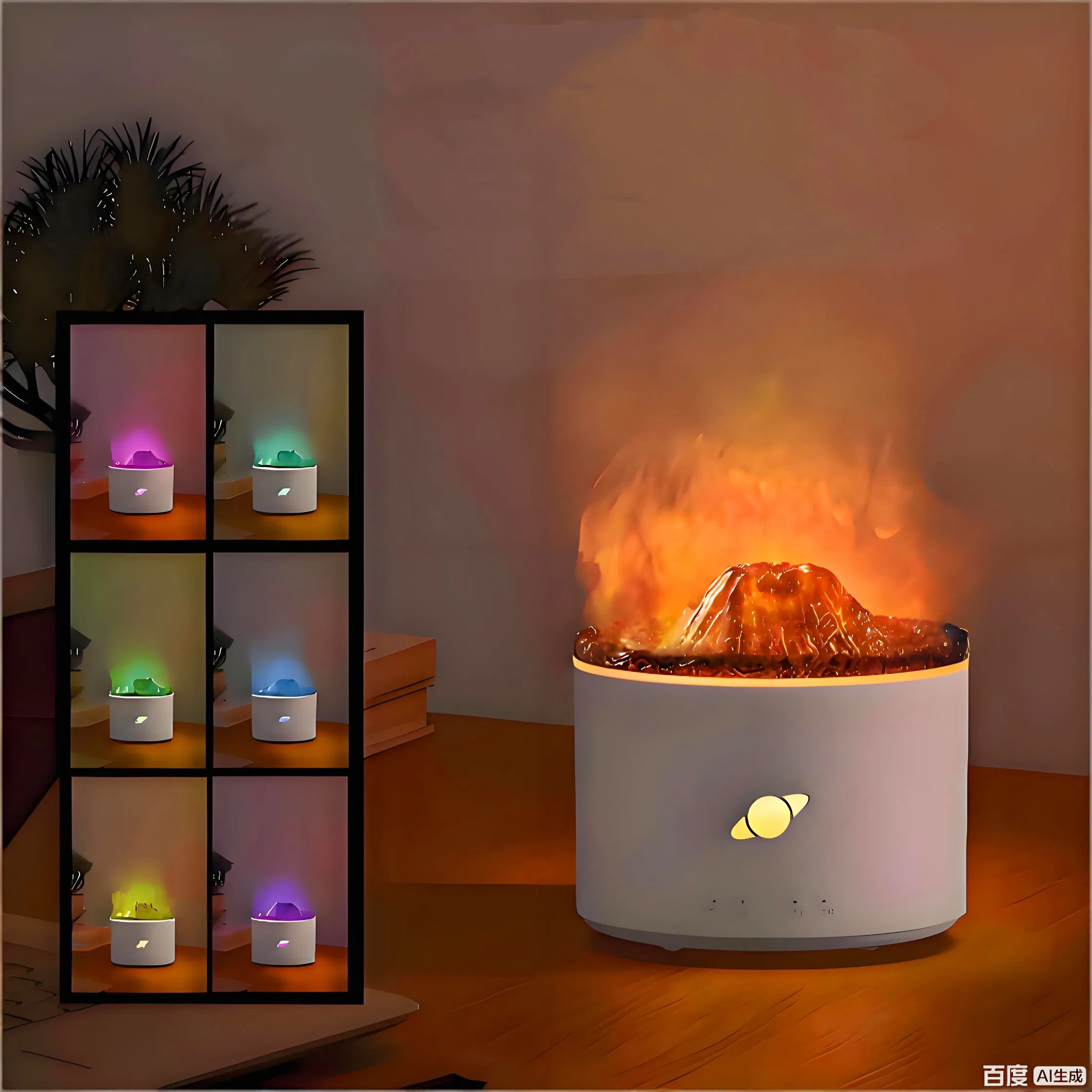 Fireplace Simulation Flame Aromatherapy Machine Bedroom Household Essential Oil Wood Grain Cross-Border USB Car Power Supply