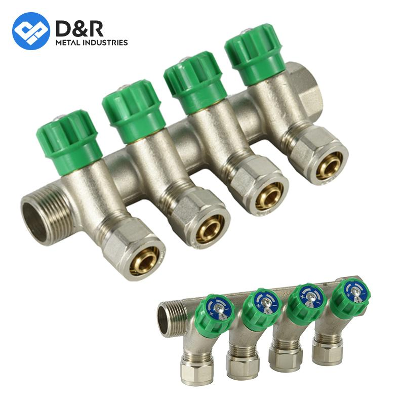 D&R Manufacture Supply Underfloor Manifolds 2-15 Ports Water Manifold Distribution for Floor Heating Systems