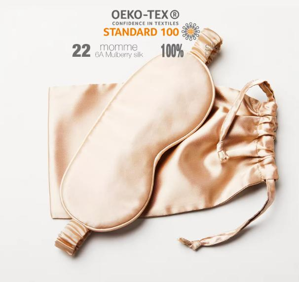 Custom Logo Satin Mulberry Silk Eye Mask with Drawstring Bags Silk Eye Cover for Sleeping