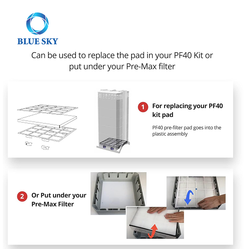 High Quality PF40 Replacement Pre-Filter Pads for Iqair PF40 Coarse Dust Pre-Filtration Air Purifier