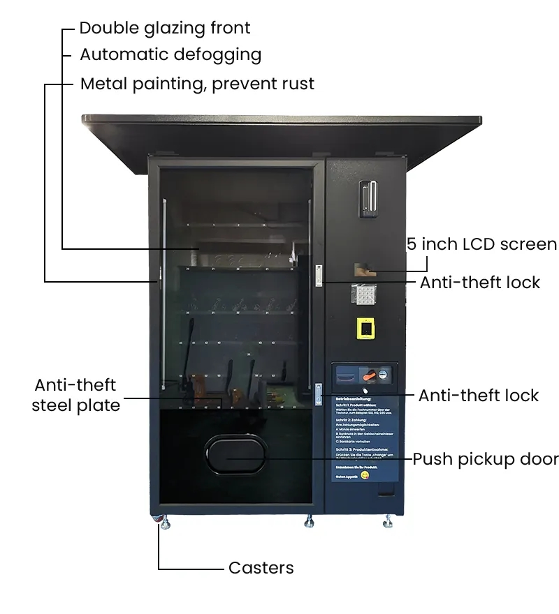 High Security Outdoor Snack Beverage Vending Machine with Shelter for School Park Gym