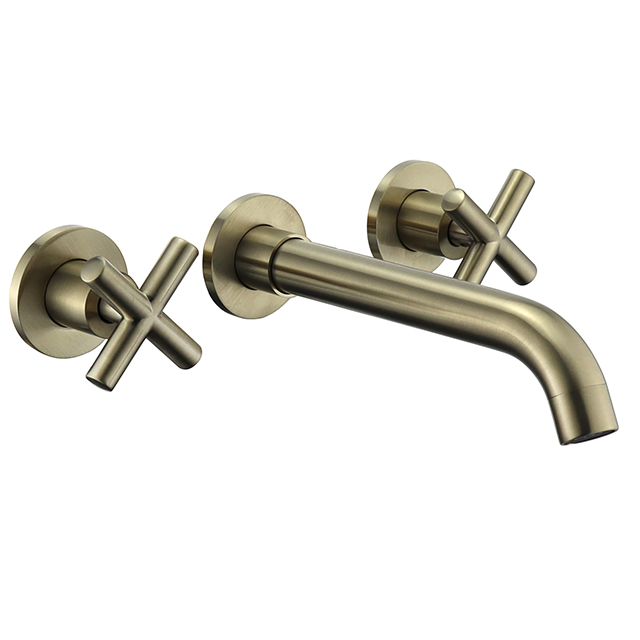 Golden Finish Double Handle Bathroom Waterfall Sink Faucet Modern Design Bathroom Faucet