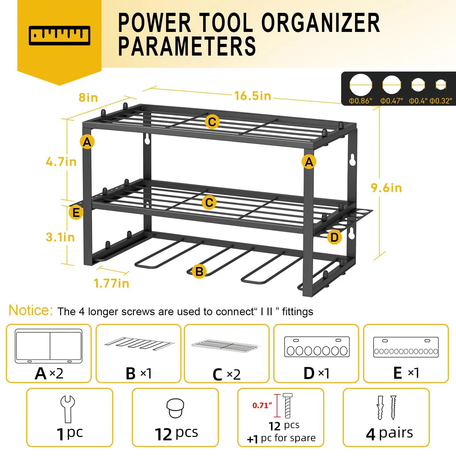 Heavy Duty Power Tool Organizer Multi Layers Custom Available