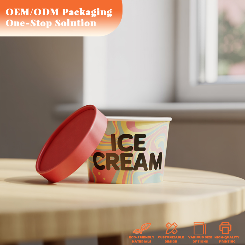 Custom Paper Ice Cream Cups with Unique Shape and Logo for Corporate Branding