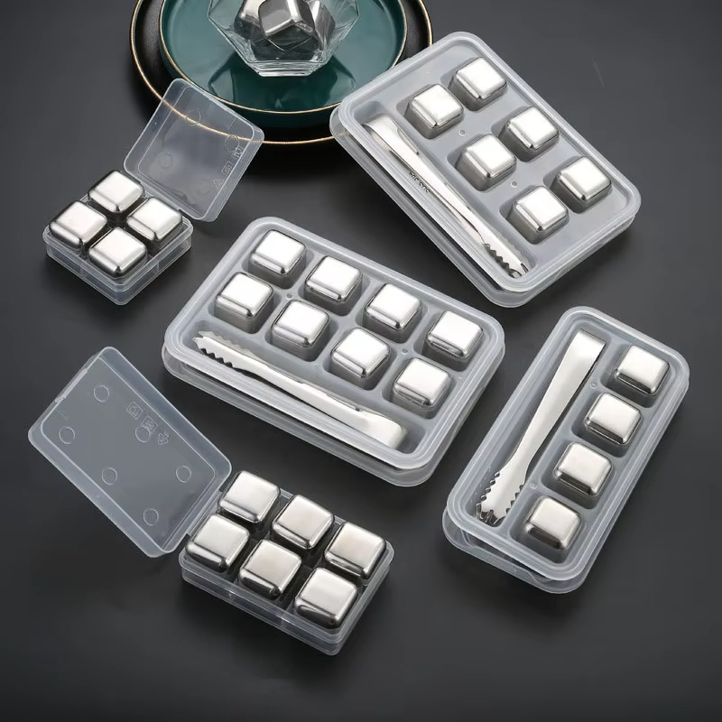 Food Grade Stainless Steel 304 Reusable Drink Coolers Metal Ice Cubes Chilled Whiskey Stones Non Melting Ice Cubes