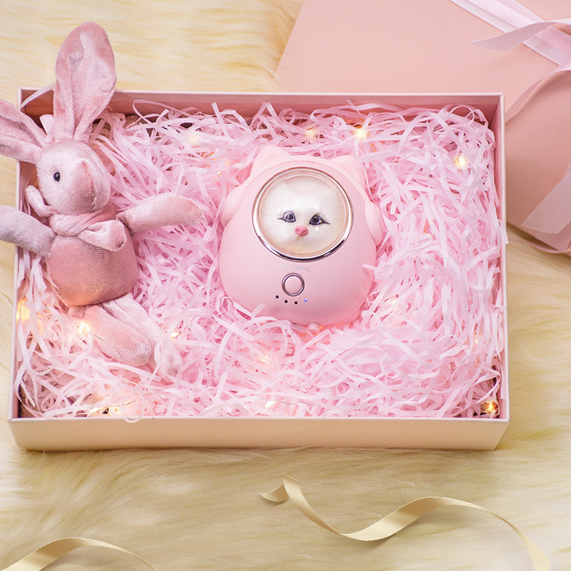 New Portable Rechargeable Explosion-Proof Mini Cartoon Cat Charging Treasure 2-in-1 Hand Warmer