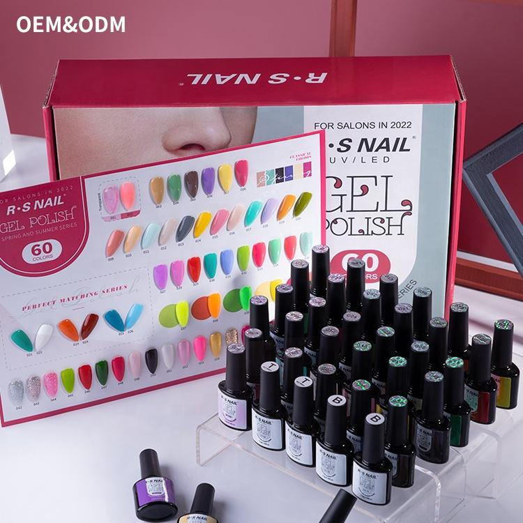 OEM Gel Nail Polish Kit 60 Colors Private Label Cheap Price Base Coat Top Coat Colors Kit