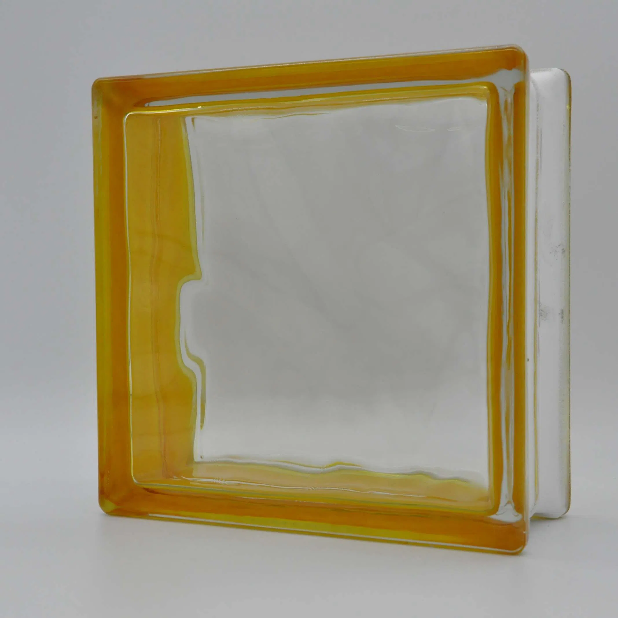 High Quality Decoration 190*190*80mm Crystal Side Colored Glass Block Brick