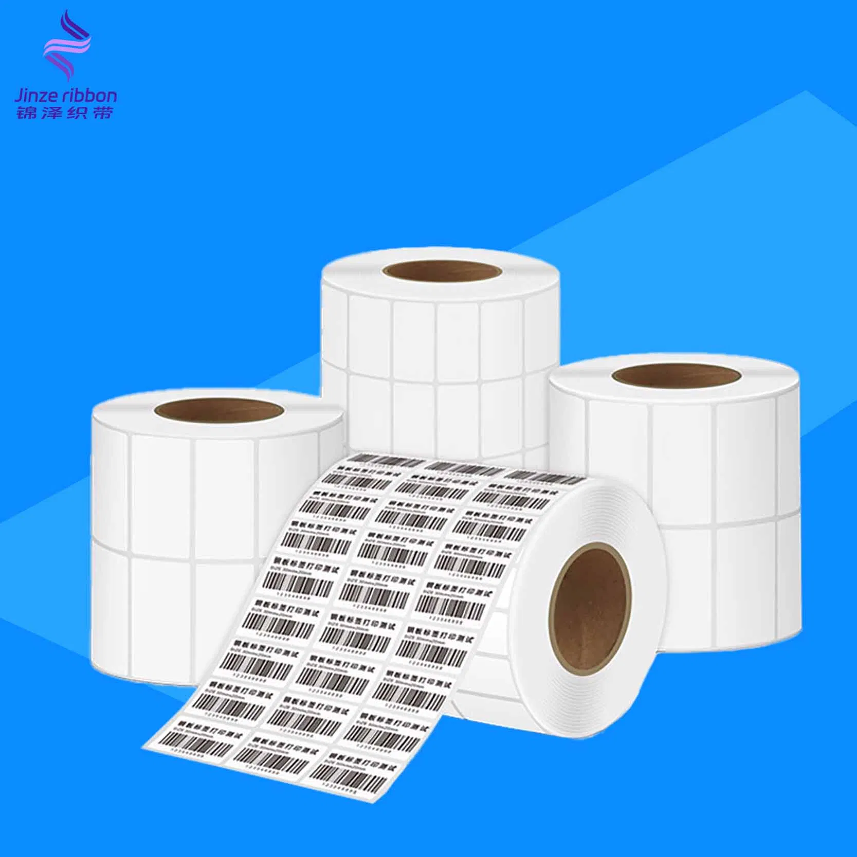 White Synthetic Adhesive Paper Roll Shipping Barcode Labels