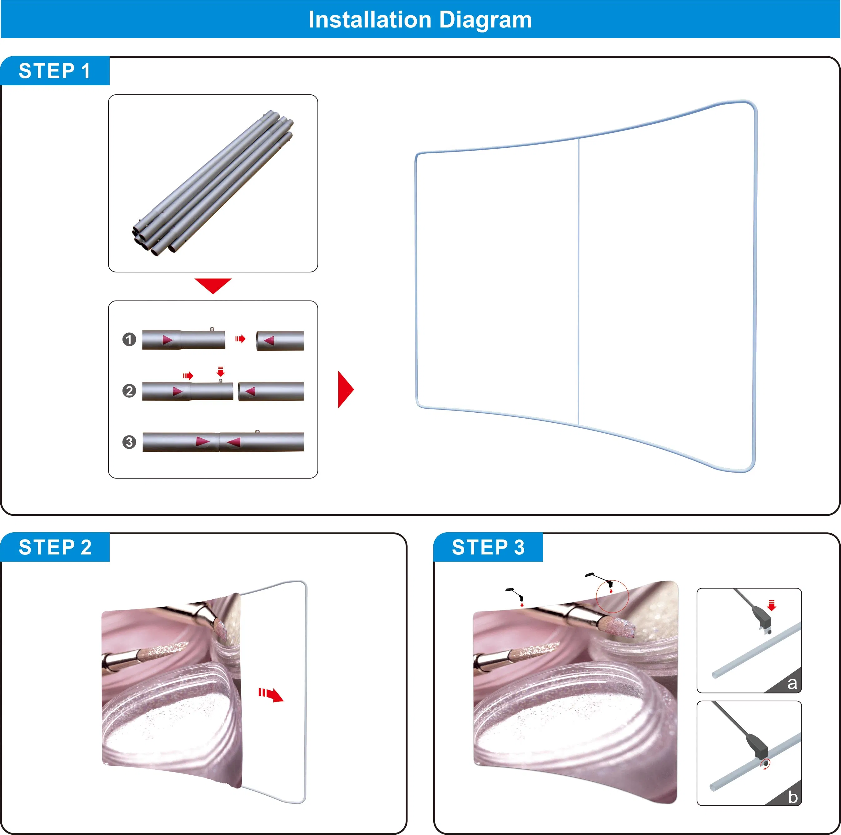 10FT Curved Tension Fabric Ez Tube Expo Display Banner Stand