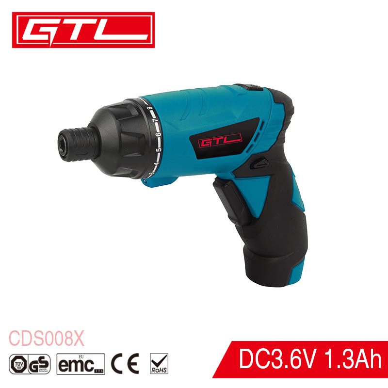 Lithium Cordless Screwdriver with LED Light 3.6V 1300mAh Rechargeable Battery (CDS008X)