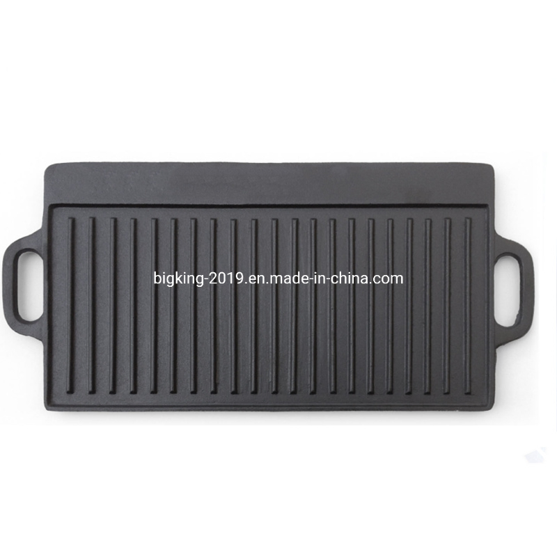 Cast Iron Griddle Plate Reversible Square Cast Iron Grill Pan for Single Burner Double Sided Used on Open Fire & in Oven Pre-Seasoned Versatile Baking CAS