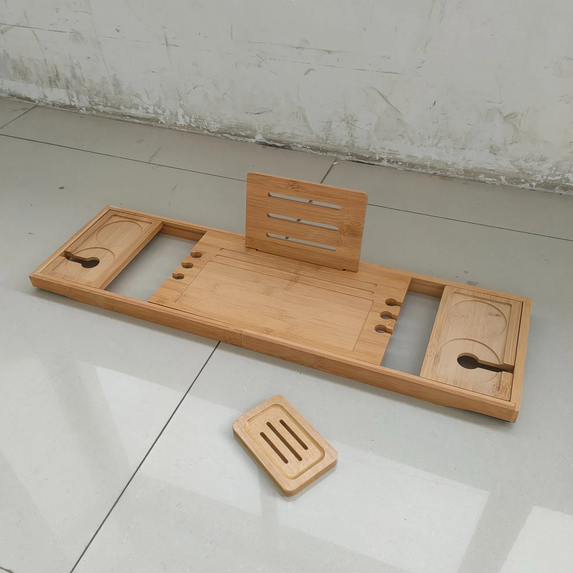Bathroom Accessories Adjustable Bamboo Bathtub Tray Bath Caddy