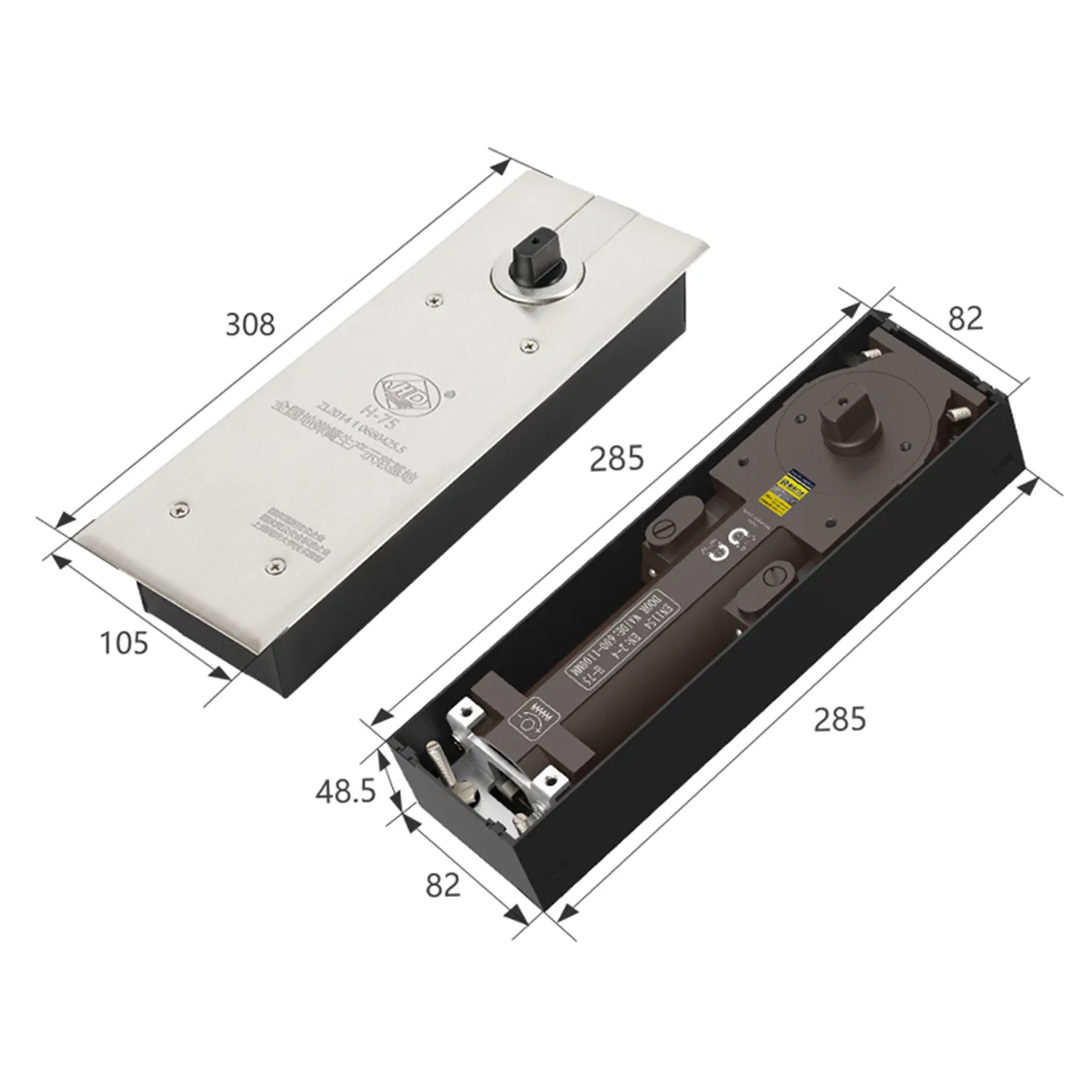 360 Degree Opening Function Stainless Steel Cover Plate Iron Castin Body Slim Design Glass Door Floor Spring