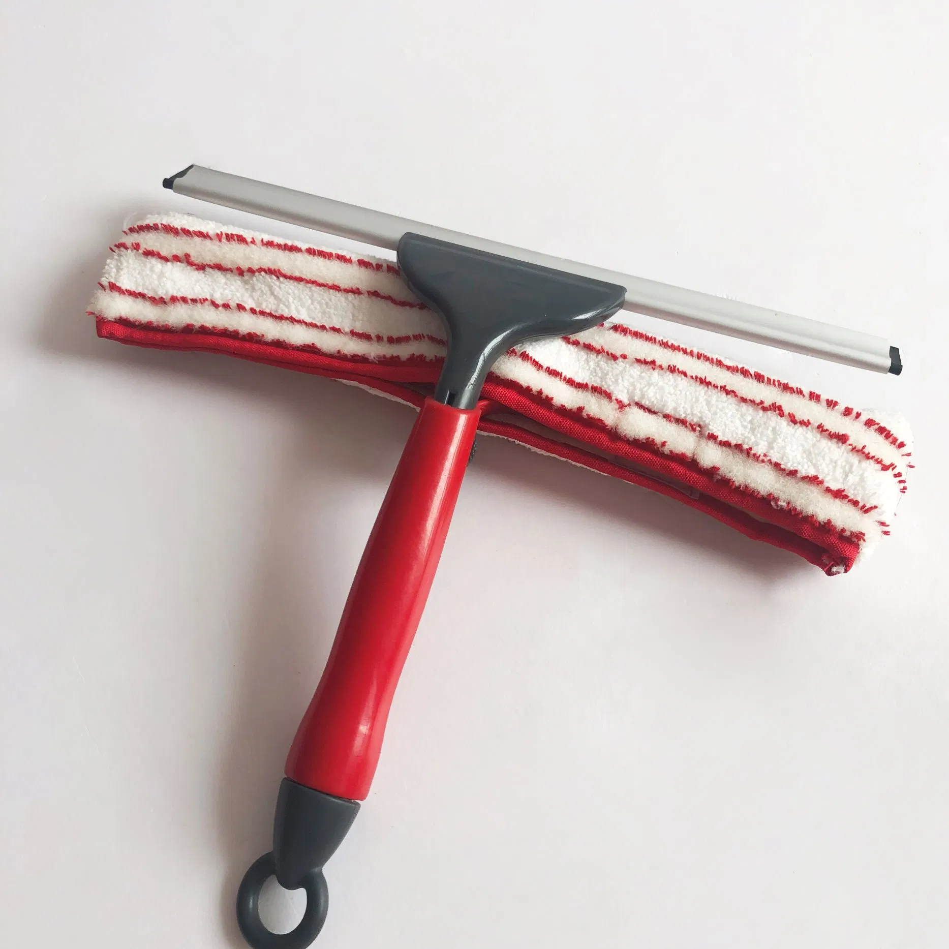 Microfibre Window Washing Equipment Scrubber with Dobule Side Head Microfiber Wiper and Aluminum Holder with Rubber Squeegee for Any Glass Cleaning