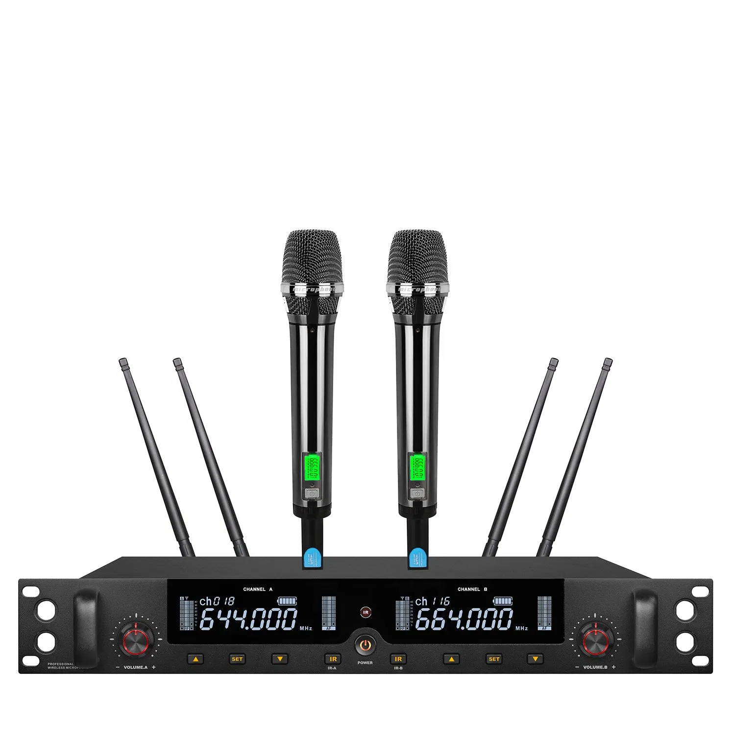 Long Range Dual-Channel UHF Wireless Microphone for Open Spaces