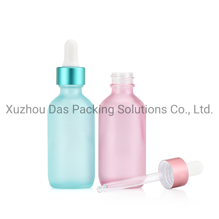 New Design Label Printing 1oz 2oz Cosmetic Packaging Red Serum/ Essential Oil Boston Round Glass Dropper Bottles for Skincare