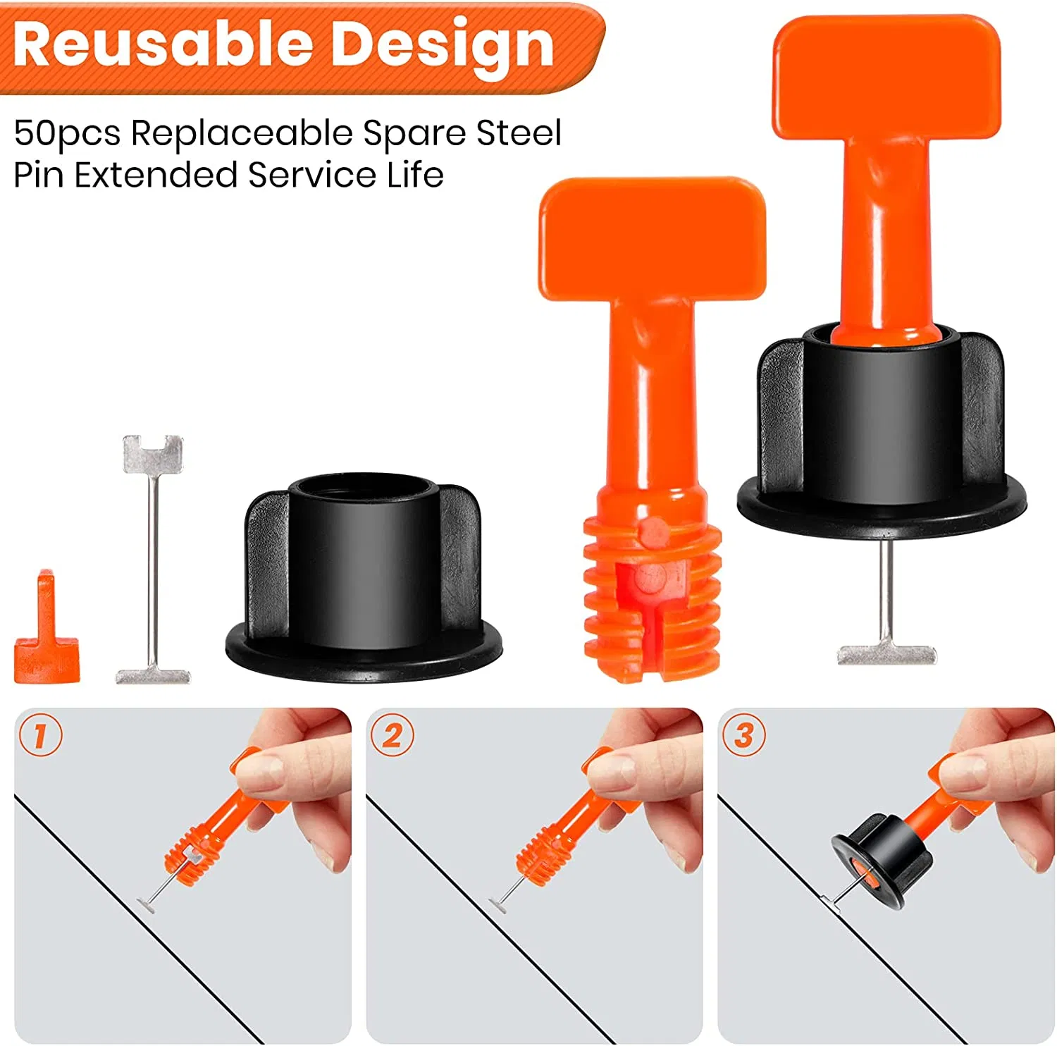 Reusable Tiles Leveler Spacers Tile Leveling System with Special Wrench for Building Walls Floors Tiles