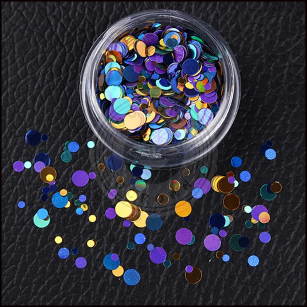 Colorful Round Mixed Size Nail Glitter Sequins Manicure Decoration Flakes