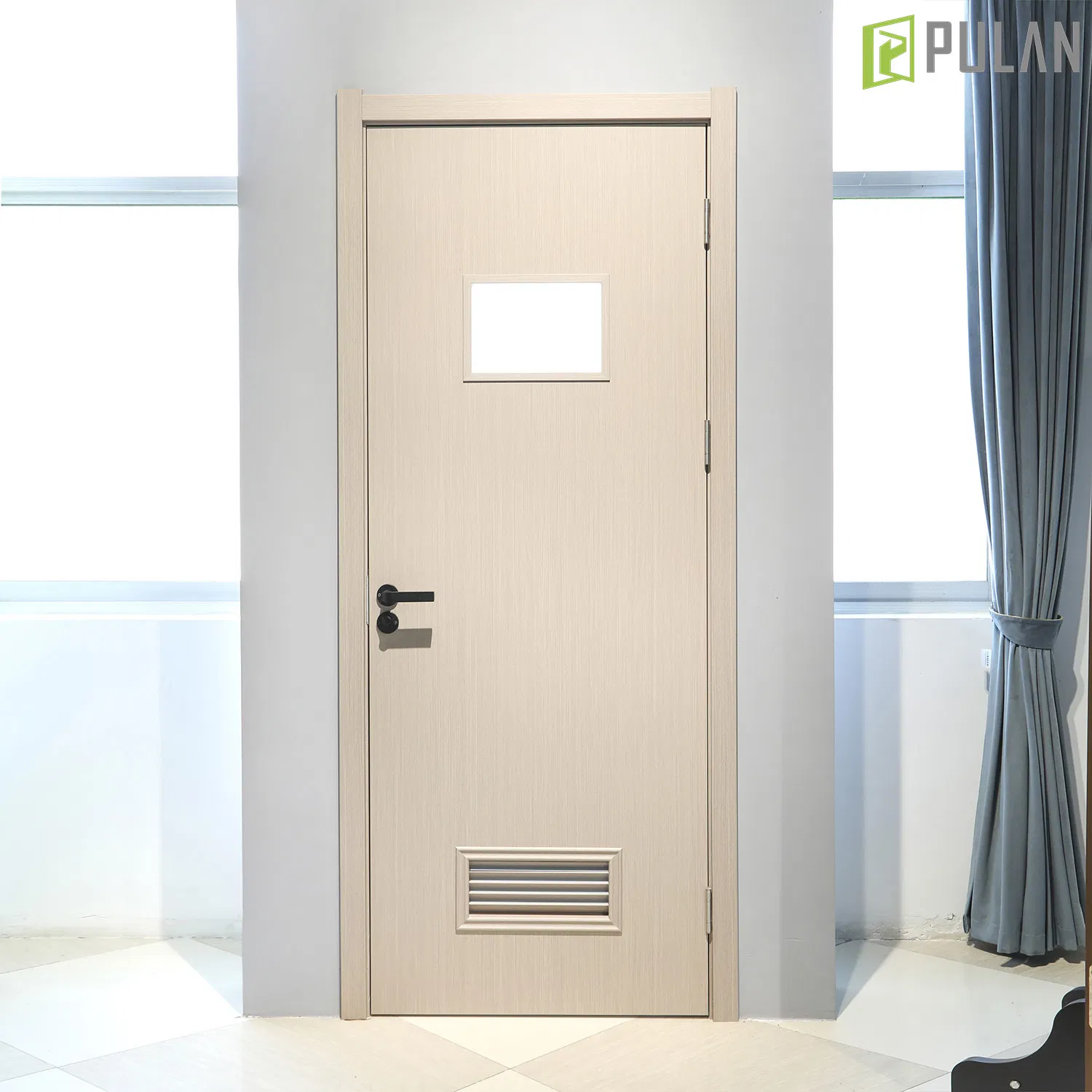 Cost-Effective Lightweight PVC / Painted Finishing Extruded WPC Hollow Flush Glass Door with Stable Supply for Contractors