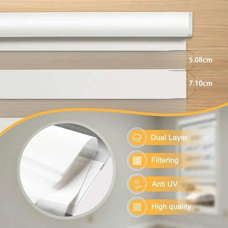 Viskon Customized Size Electriced Zebra Blinds Curtain Motorized Blackout Roller Window Blinds