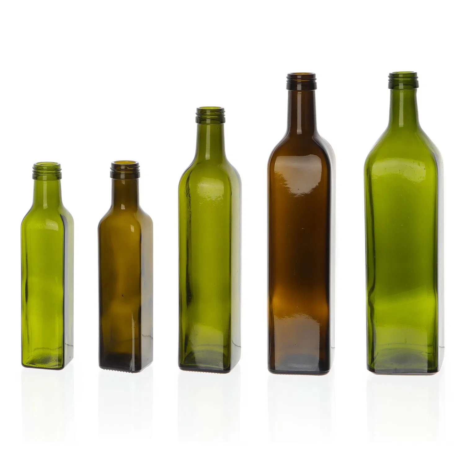 Round &Square 100ml 250ml 500ml 750ml 1L Glass Olive Oil Bottle Dark Green Clear Green 500ml Olive Oil Bottle with Cap/Nozzle