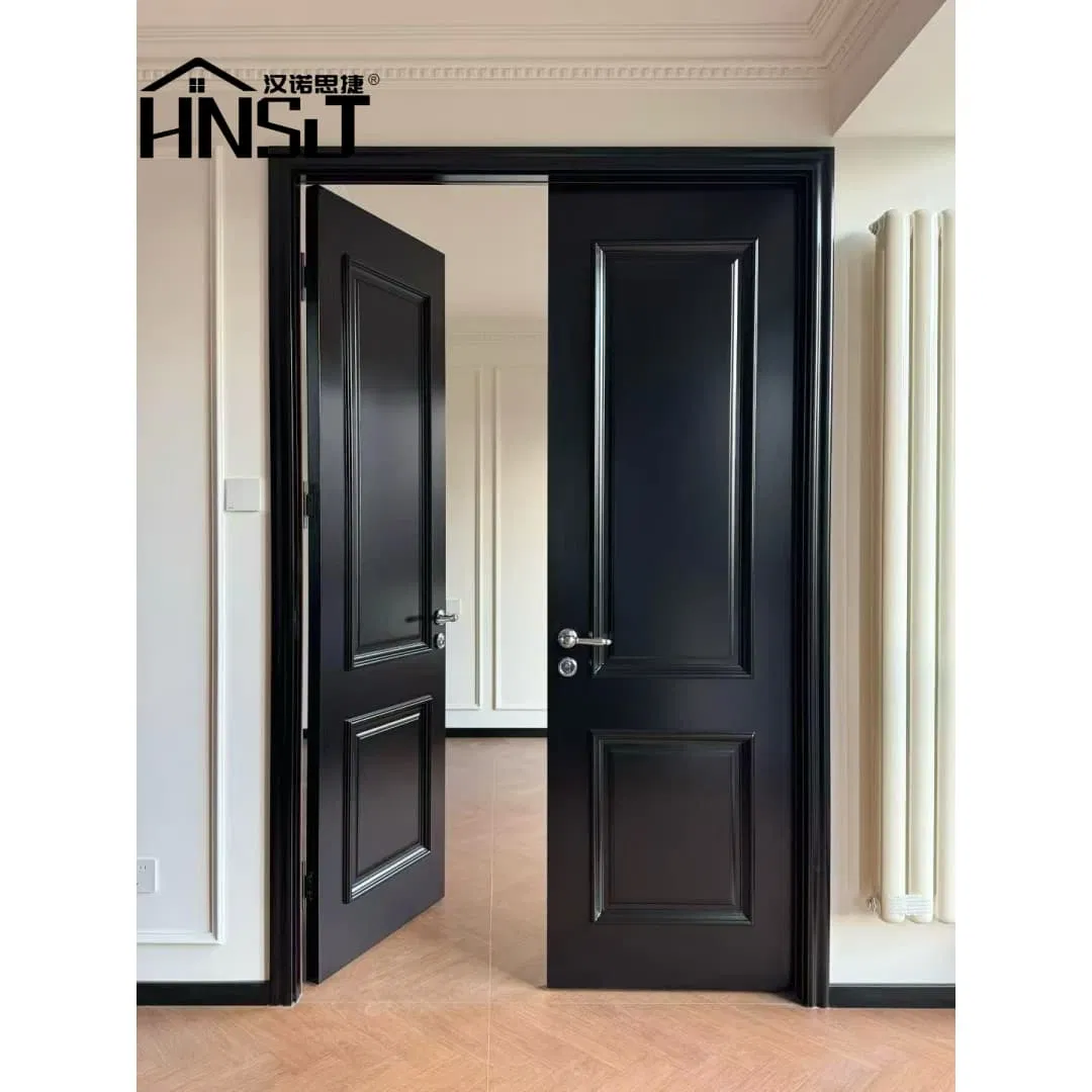 2026 Chongqing Wooden Door Cream Flush Interior WPC Room Composite Entrance House Exterior Main House Design Entrance Security Room PVC Pivot Fire Wood Door
