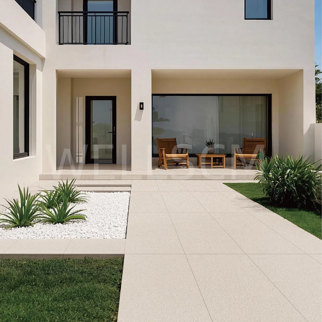 Modern Garden Square 600X600mm Outdoor Paving Stone 20mm Thick Full Body Ecological with Accent & Border Tiles