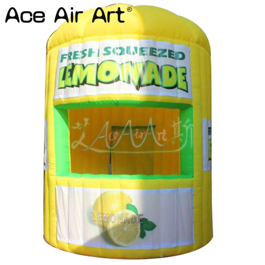Customized Outdoor Inflatable Ice Cream Booth Food Drinks Flat Roof Lemon Stand Stall