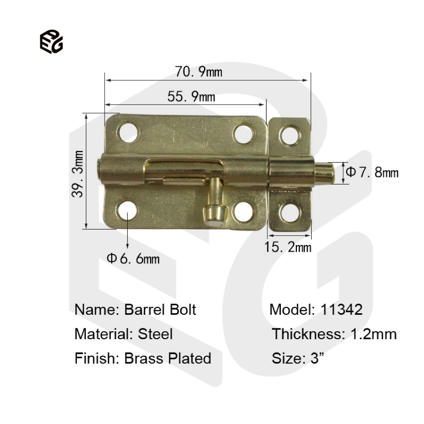1.5" Black Barrel Bolt for Doors & Cabinets, Electrophoresis Coated Steel Security Hardware