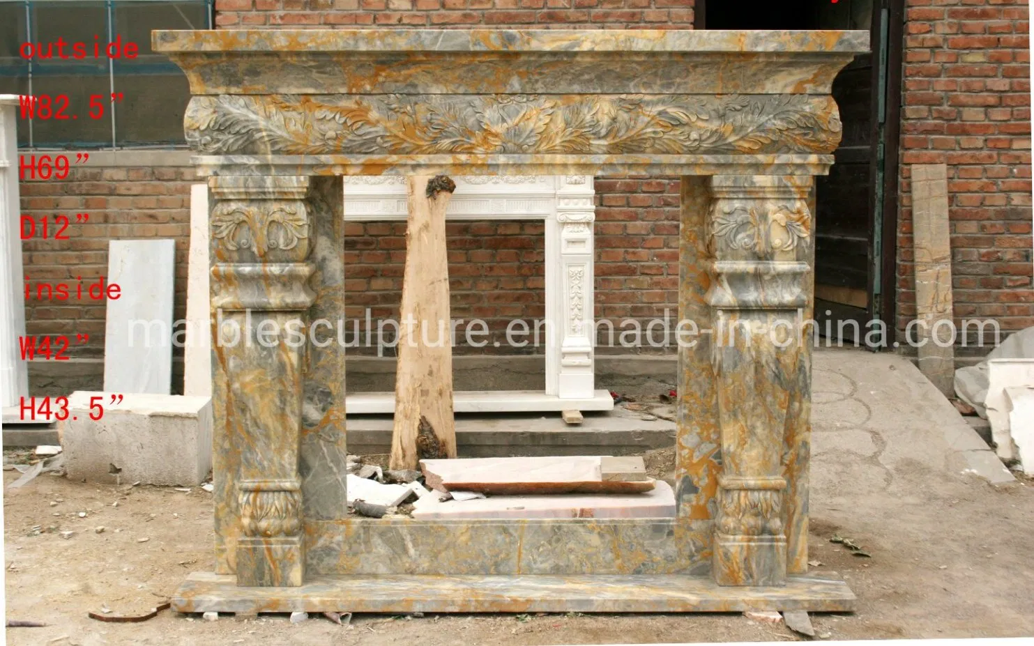 Home Indoor Use Antique Marble Fireplace Stone Mantel Beige Marble Fireplace Surround for Sale (Mfp-022)