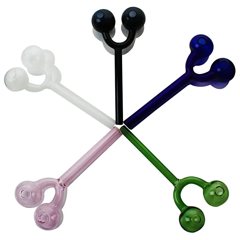 Smoking Pipes Mixed Colorful Pyrex Oil Burner Glass Pipe 14cm Length Mix Colors with Round Head