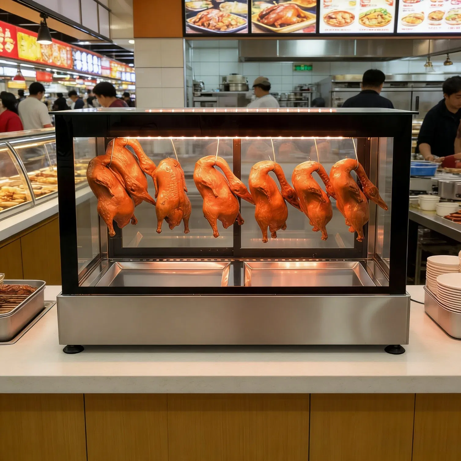 Glass Door Roast Duck Display Cabinet for Chinese Restaurant