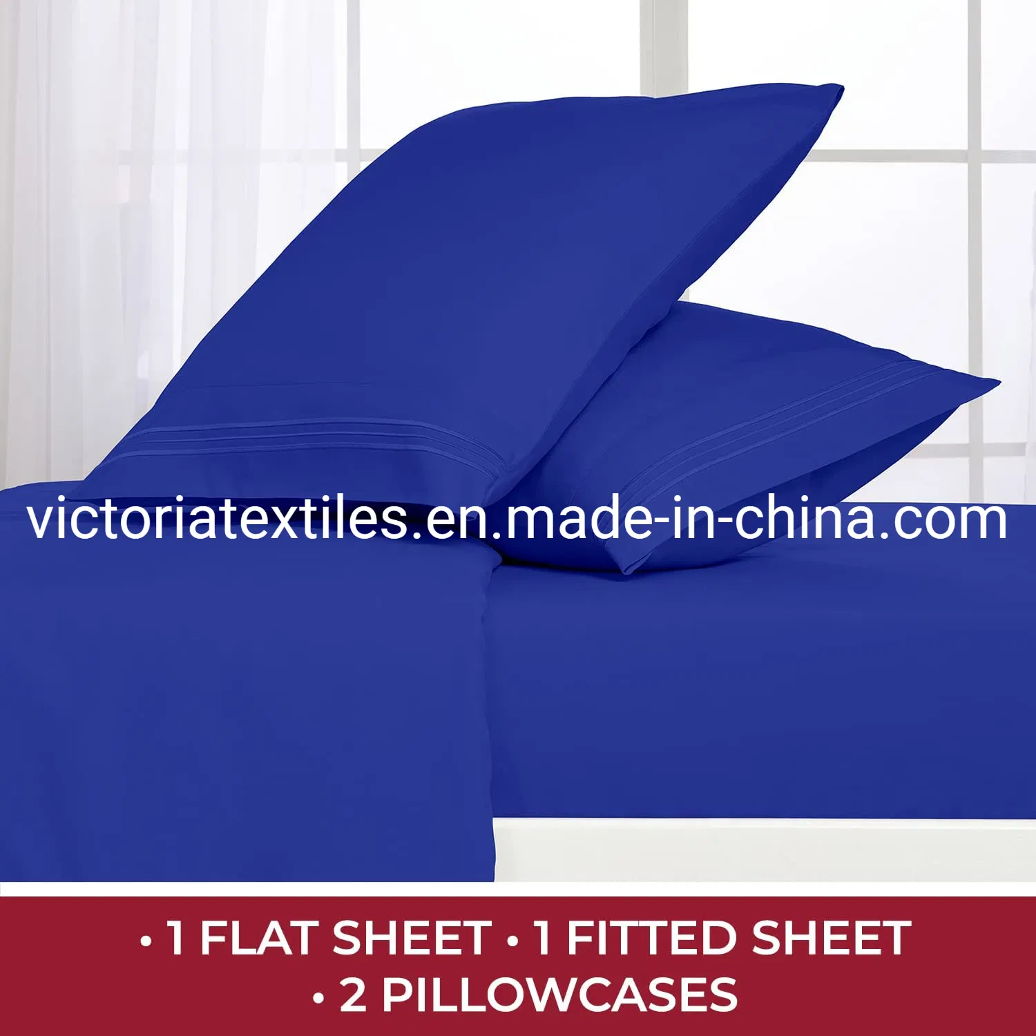 Microfiber Home Bed Fitted Sheet Set, Deep Pocket Flat Sheet Set