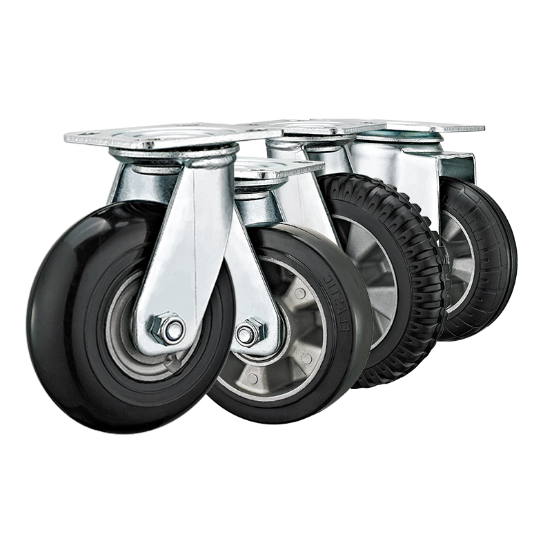 5"6"8" Heavy Duty Swivel Hand Trolley Wheel Castors High Elastic Rubber Wheels Industrial Casters