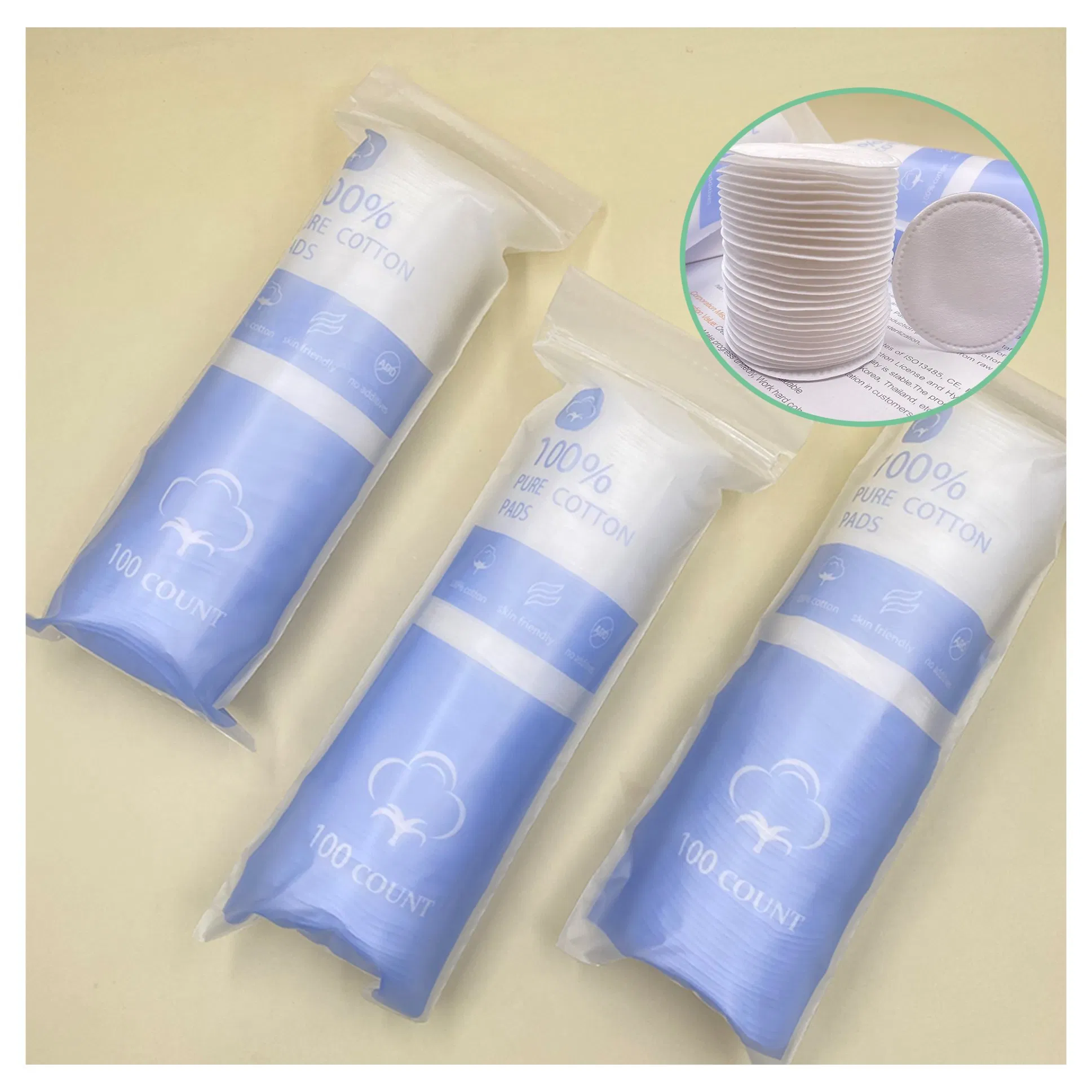 Lint-Free Hypoallergenic 100% Pure Cotton Premium Cotton Rounds Pads