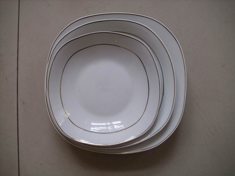 Ceramic Porcelainware Tableware Multicolor Decals 6"Square Plate Soup