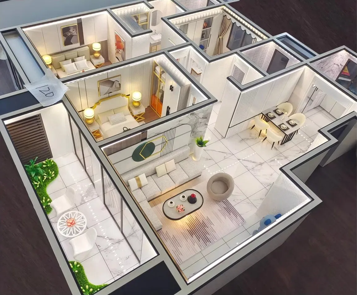 3D Customized Residential Sample Room Layout Building Model for Display