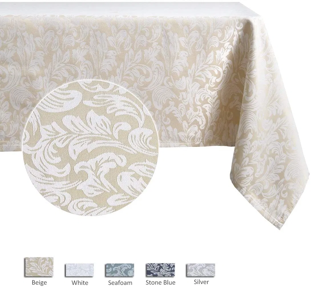 Jacquard Tablecloth Damask Design Water Resistance Antiwrinkle Oil Proof Table Cloth for Buffet Banquet Parties