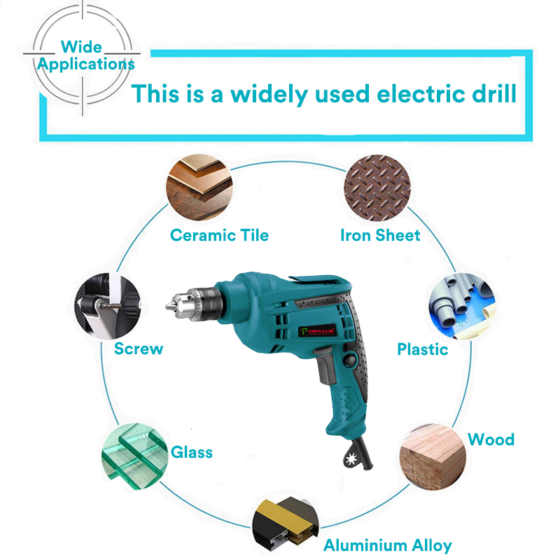 Электрическая дрель Populus 400W, 10мм, 0-3000 об/мин