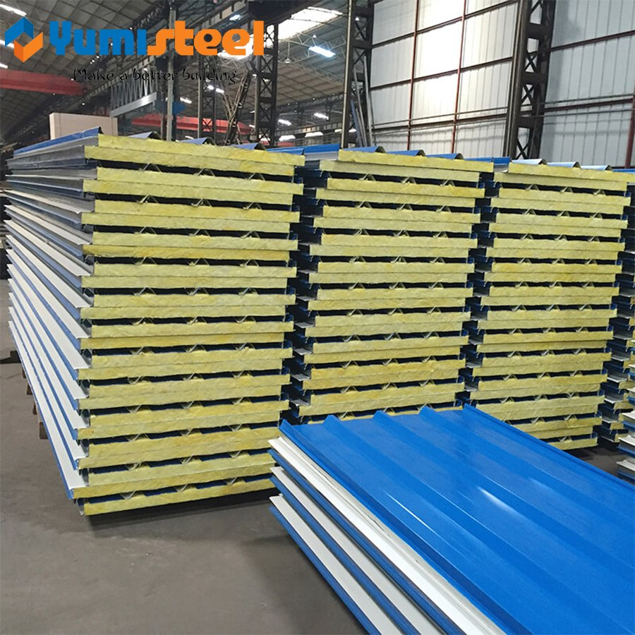 100mm Sound Absorption Rockwool Sandwich Composite Roofing/Wall Panel