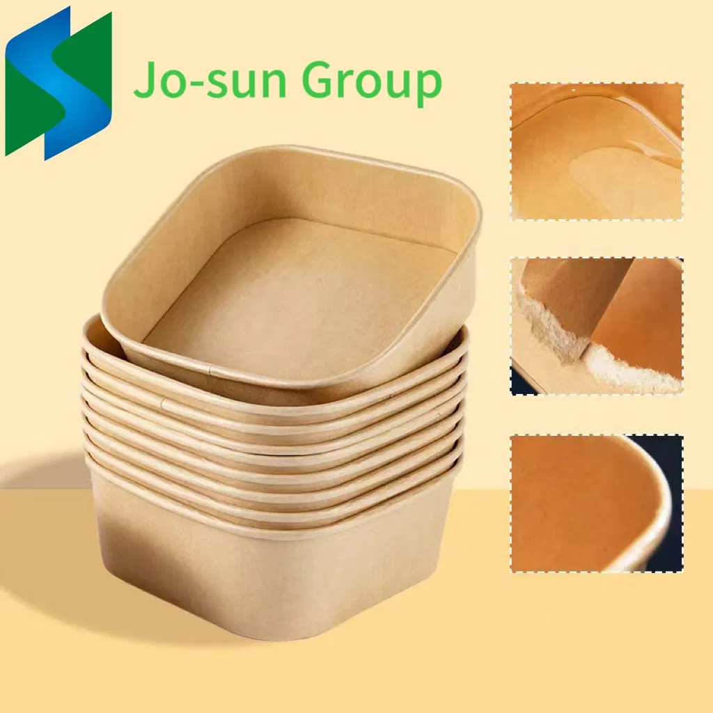24 Oz Square Kraft Paper Bowl with Lids Disposable Paper Food Containers to Go Soup Bowls for Restaurants