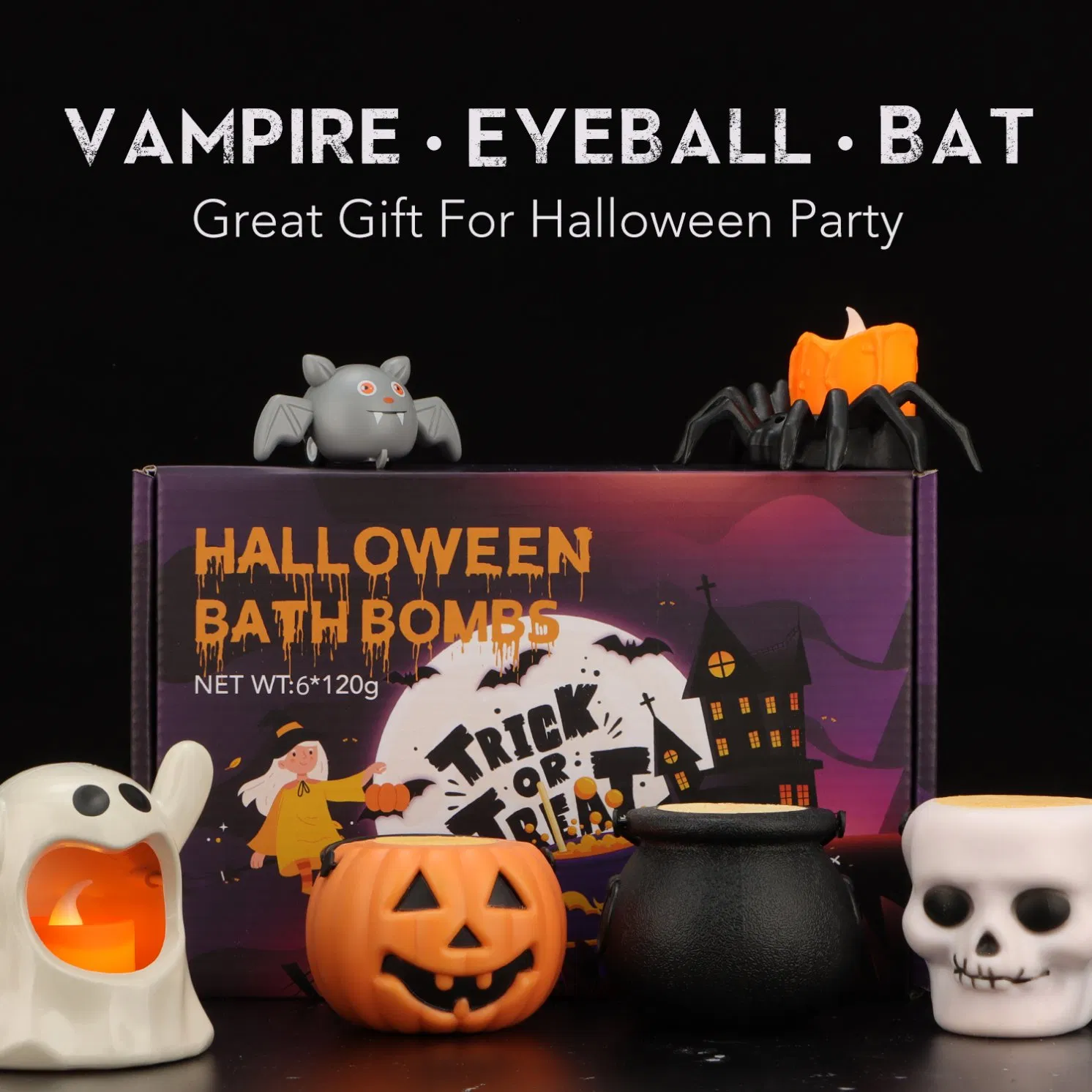 Spooky Skull Pumpkin Bath Bombs for a Halloween Soak for Kids